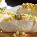 Fl&eacute;tan grill&eacute; avec cro&ucirc;te au citron et aux herbes