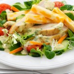 Green Salad with Grilled Chicken, Swiss Cheese & Curried Yogurt Dressing