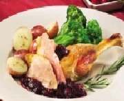 Rosemary Roast Duck with Cranberry and Port Sauce