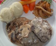 Hamburger steak &agrave; la cr&egrave;me de champignons
