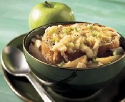Onion-apple soup au gratin