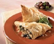 Greek-Style Puff Pastry Triangles with Feta Cheese, Spinach and Dates